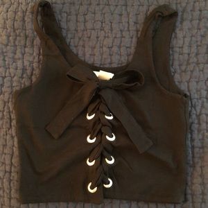H&M Black Lace Up Crop Top